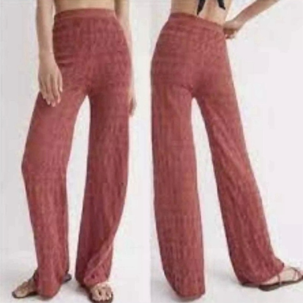 Anthropologie Pointelle Wide-Leg Pants Size M NWT